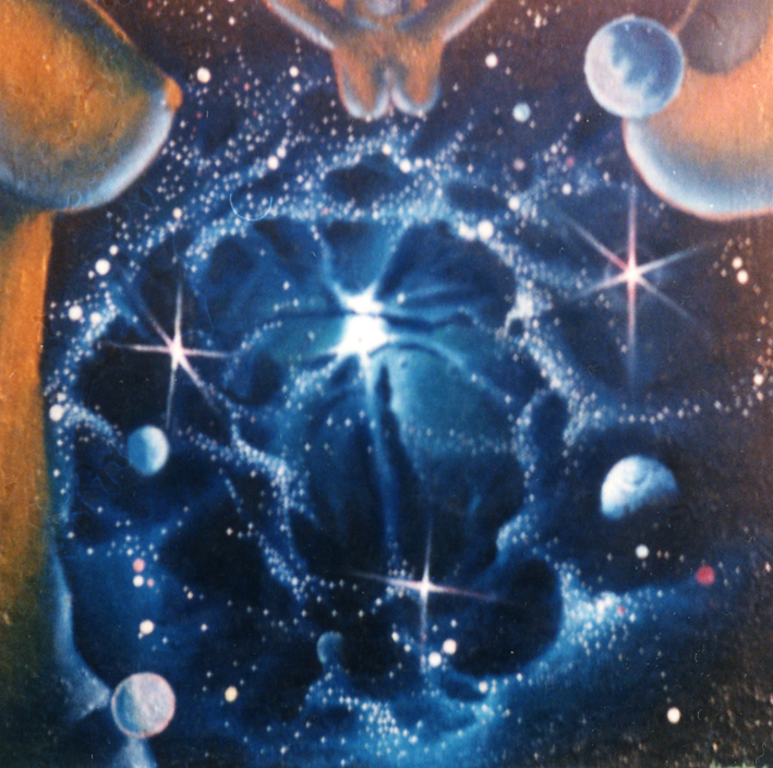 Serie pittorica con orizzonti cosmici in fluorescenza