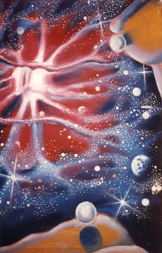 Serie con simboli e costellazioni interiori in pittura fluorescente